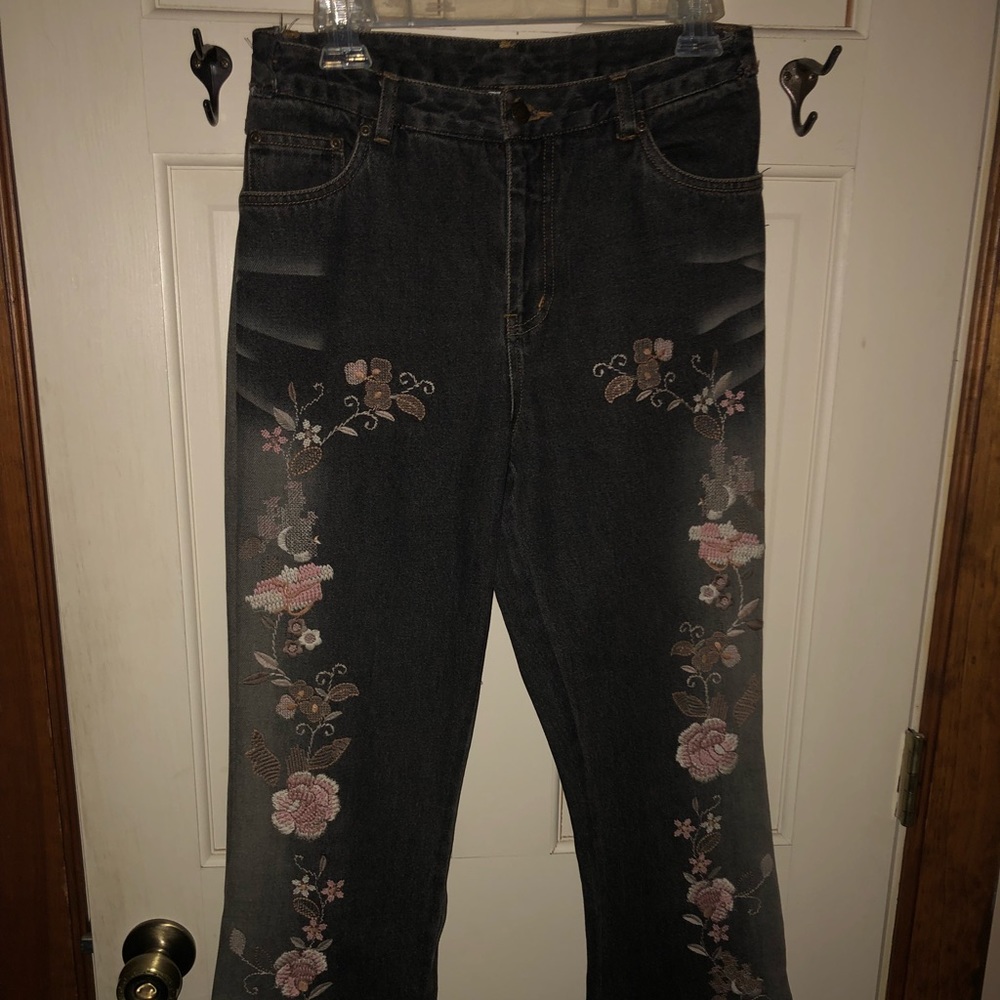 Newport News jeanology floral jeans nwot size 10